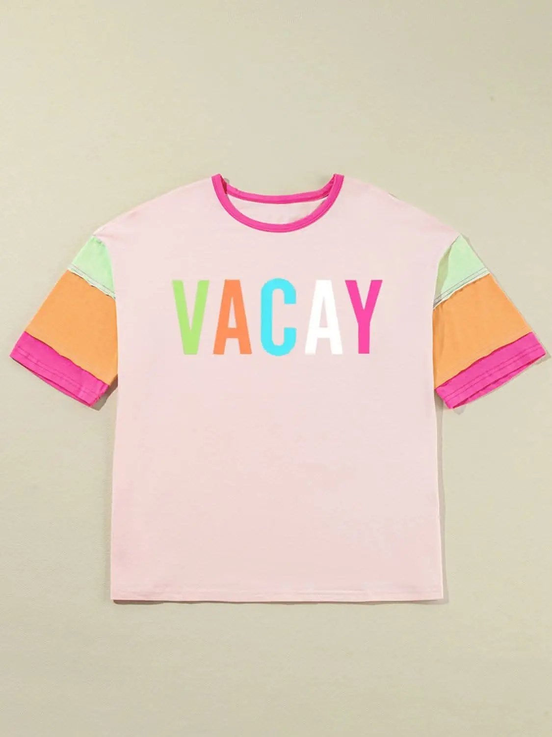 Chic color block graphic tee - Love Salve